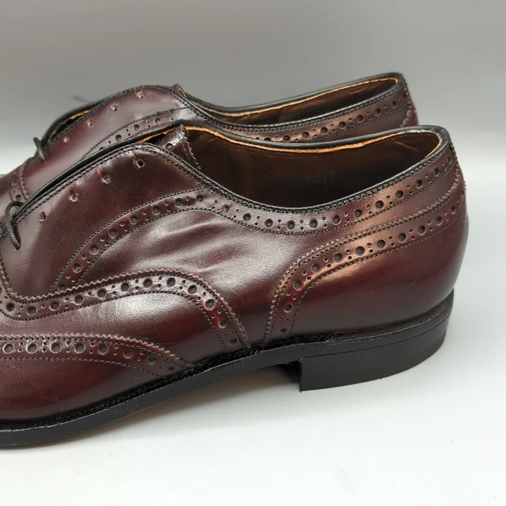 NIB Johnston & Murphy Made in USA Burgundy Wingtip Dress Shoes 10.5 C Vintage